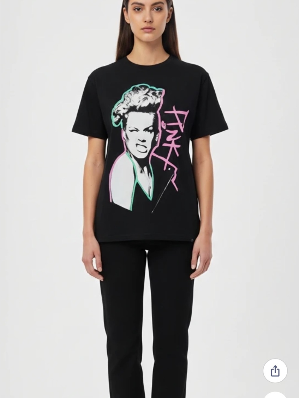 Pink Graphic Crewneck T-Shirt with Pink & Green Accents